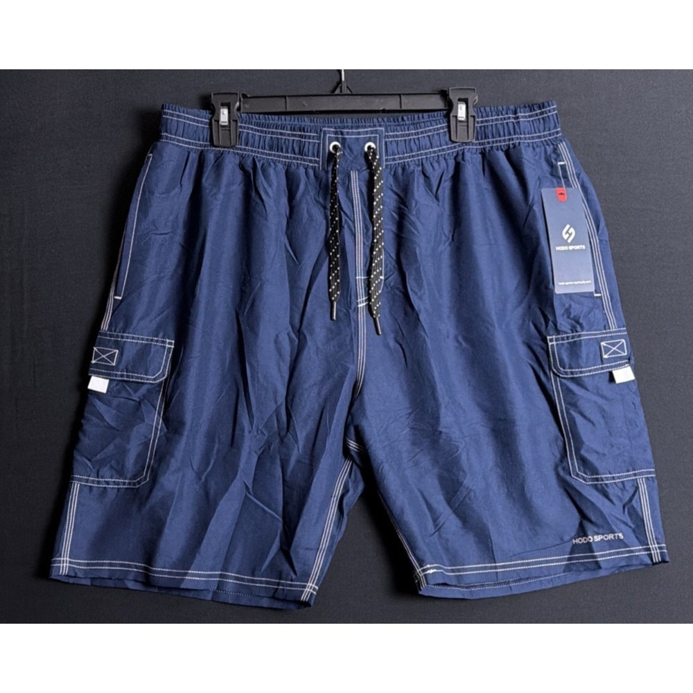 HODO Sports Men's Navy 4 Pocket Cargo Athleisure Swim Trunks Quick Dry XL